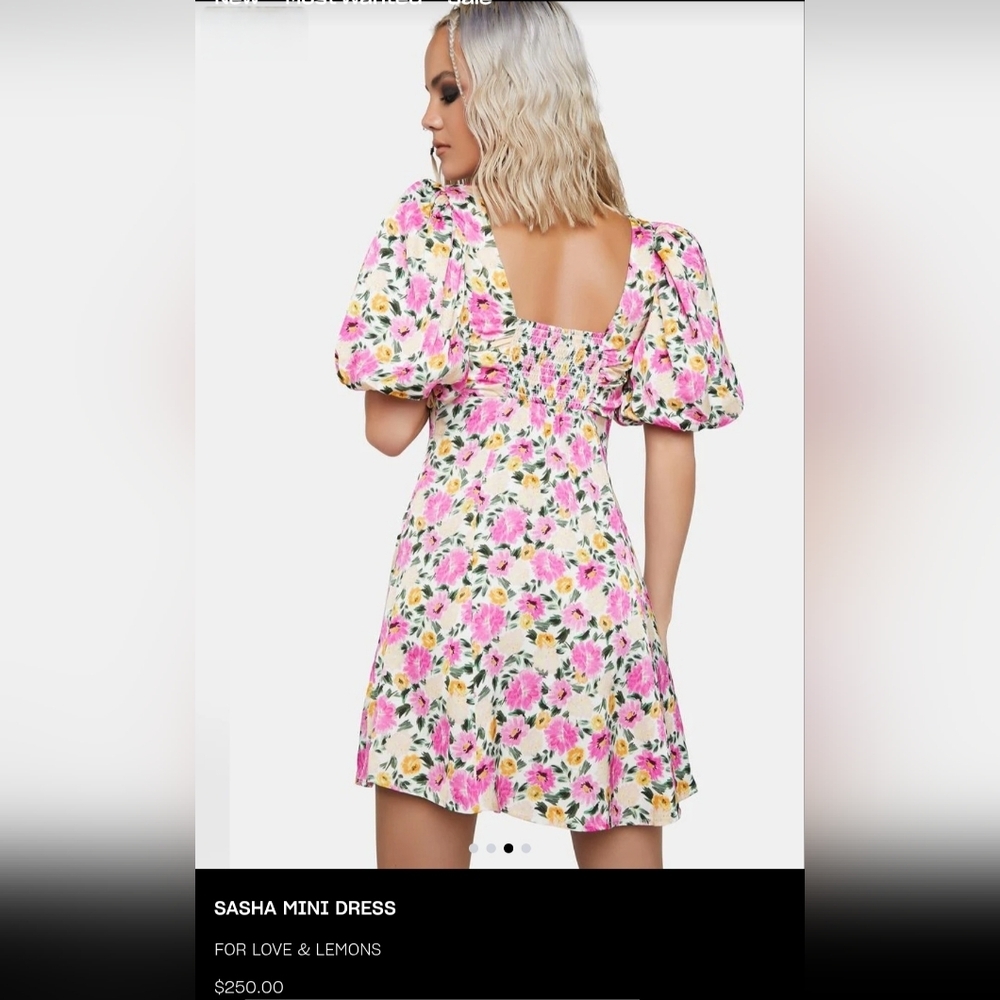For Love & Lemons Sasha Pink & Yellow Floral Mini Dress Sz XS. festival - Picture 3 of 7